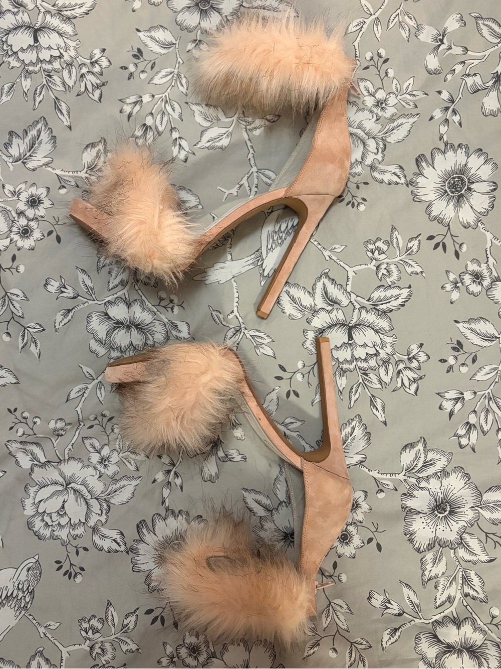 Jeffrey Campbell Blush Pink Feather Strap Stiletto Heels